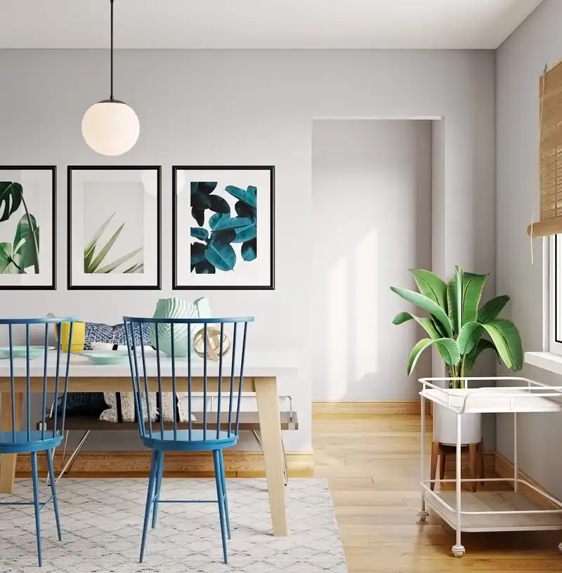 Eclectic, Bohemian, Midcentury Modern Dining Room Design by Havenly Interior Designer Aleena