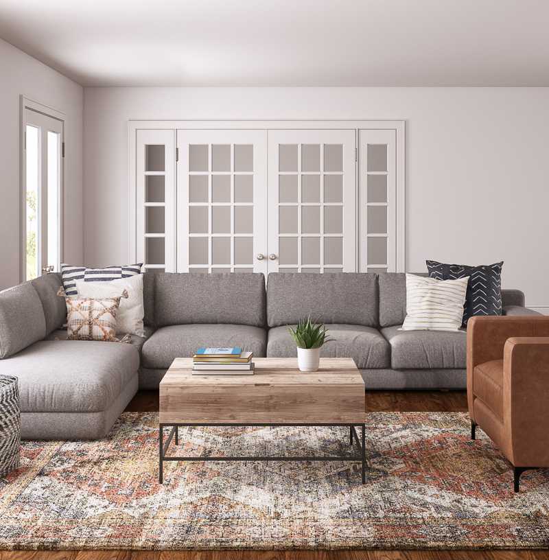 Modern, Bohemian, Industrial Living Room Design by Havenly Interior Designer Rachel