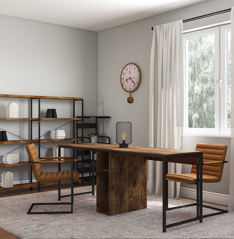 Industrial, Midcentury Modern Office Design by Havenly Interior Designer Kaylee