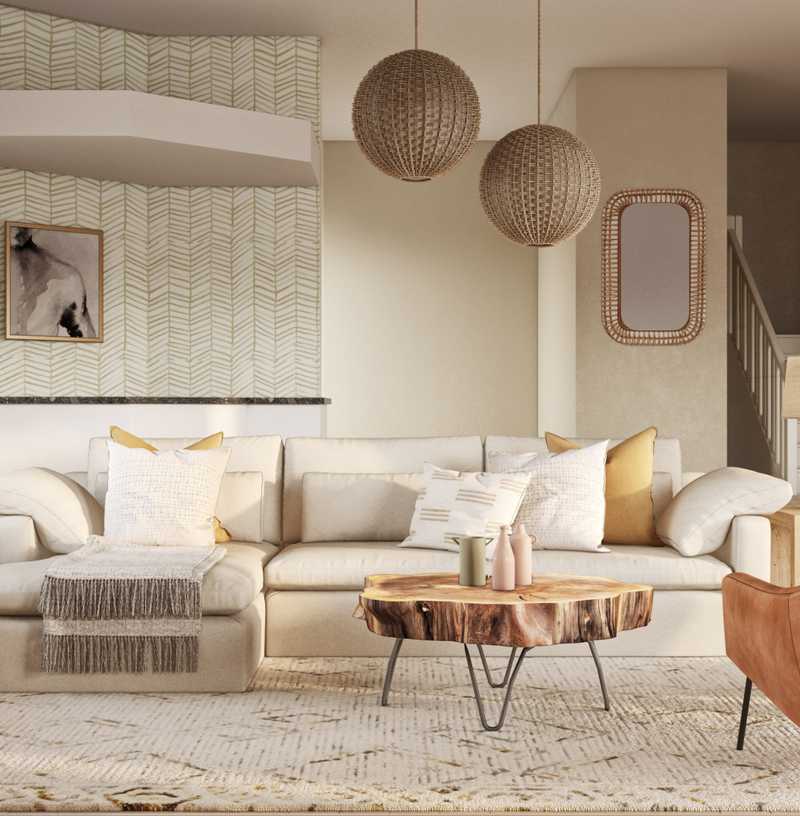 Bohemian, Midcentury Modern Living Room Design by Havenly Interior Designer Catrina