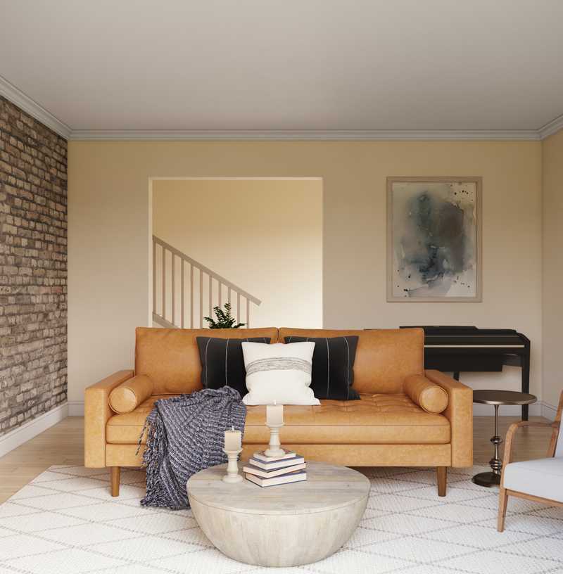 Farmhouse, Rustic, Midcentury Modern Living Room Design by Havenly Interior Designer Cassie