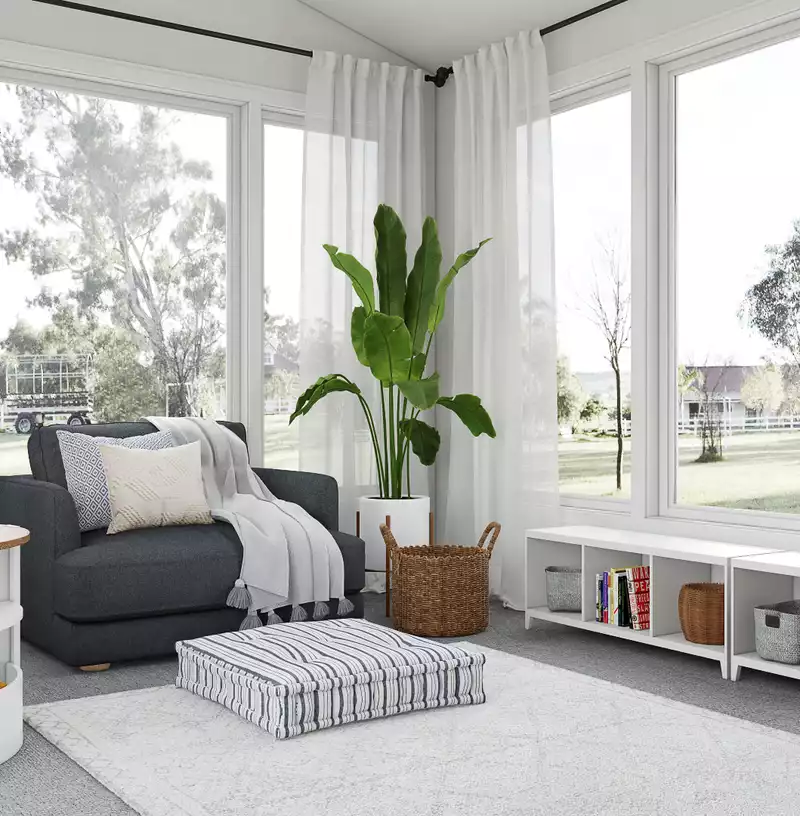Bohemian, Global, Scandinavian Living Room Design by Havenly Interior Designer Christina