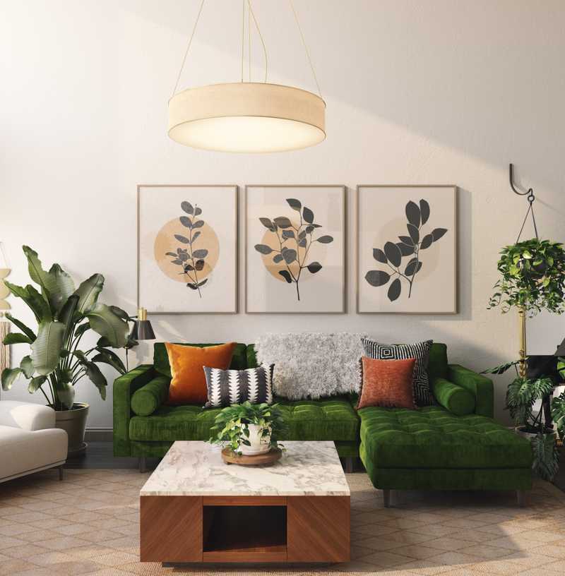 Bohemian, Midcentury Modern Living Room Design by Havenly Interior Designer Isabella