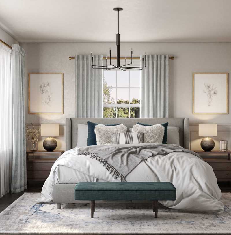 Modern, Coastal, Glam, Farmhouse, Transitional Bedroom Design by Havenly Interior Designer Emily