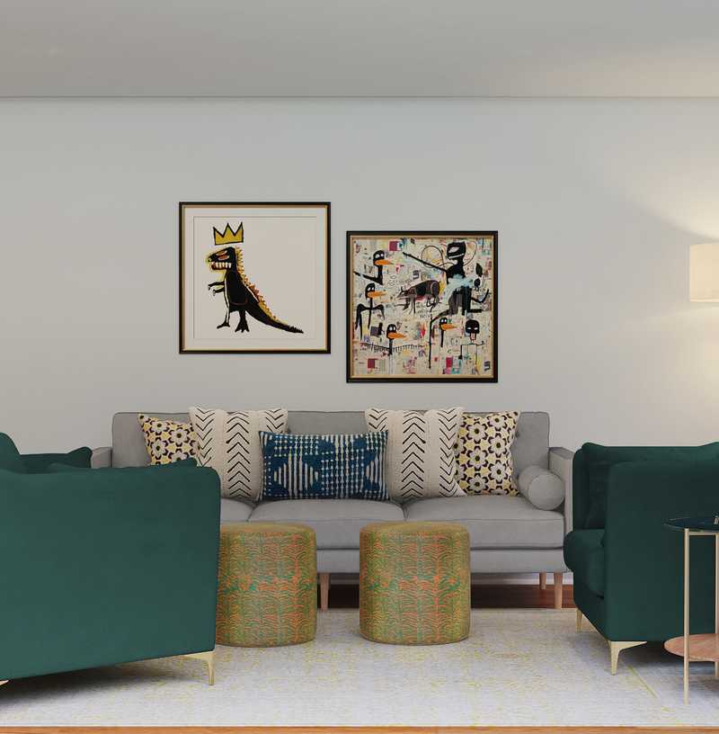 Glam, Global, Midcentury Modern Living Room Design by Havenly Interior Designer Akira