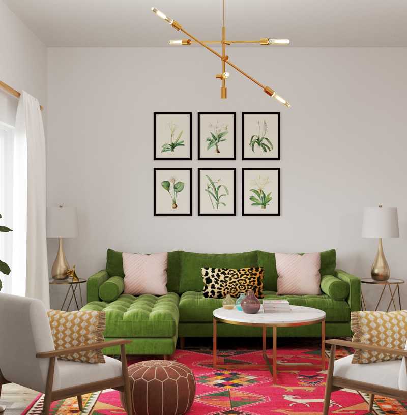 Modern, Eclectic, Bohemian, Midcentury Modern Living Room Design by Havenly Interior Designer Kacie