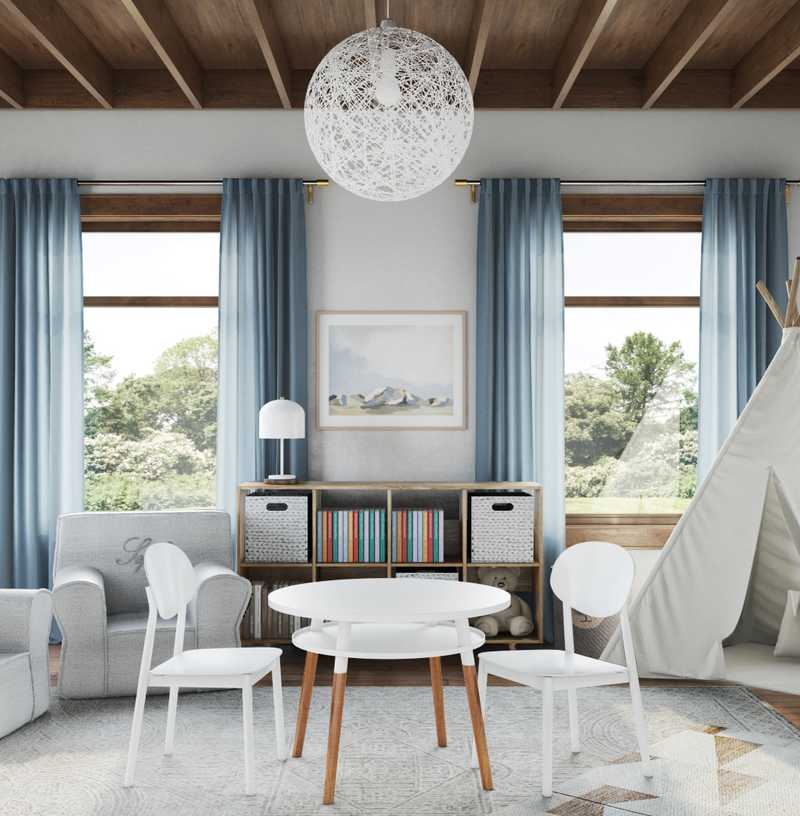 Bohemian, Midcentury Modern Living Room Design by Havenly Interior Designer Janice