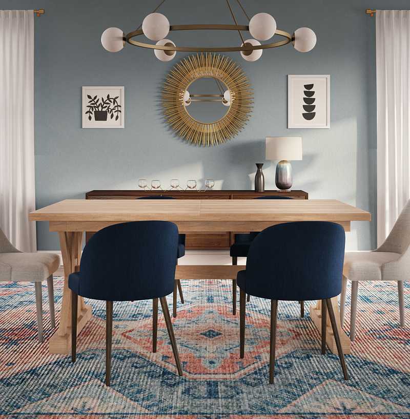 Bohemian, Midcentury Modern Dining Room Design by Havenly Interior Designer Samantha
