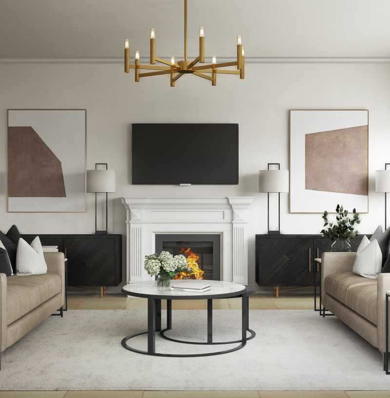 Contemporary, Modern, Glam Living Room Design by Havenly Interior Designer Kelcy