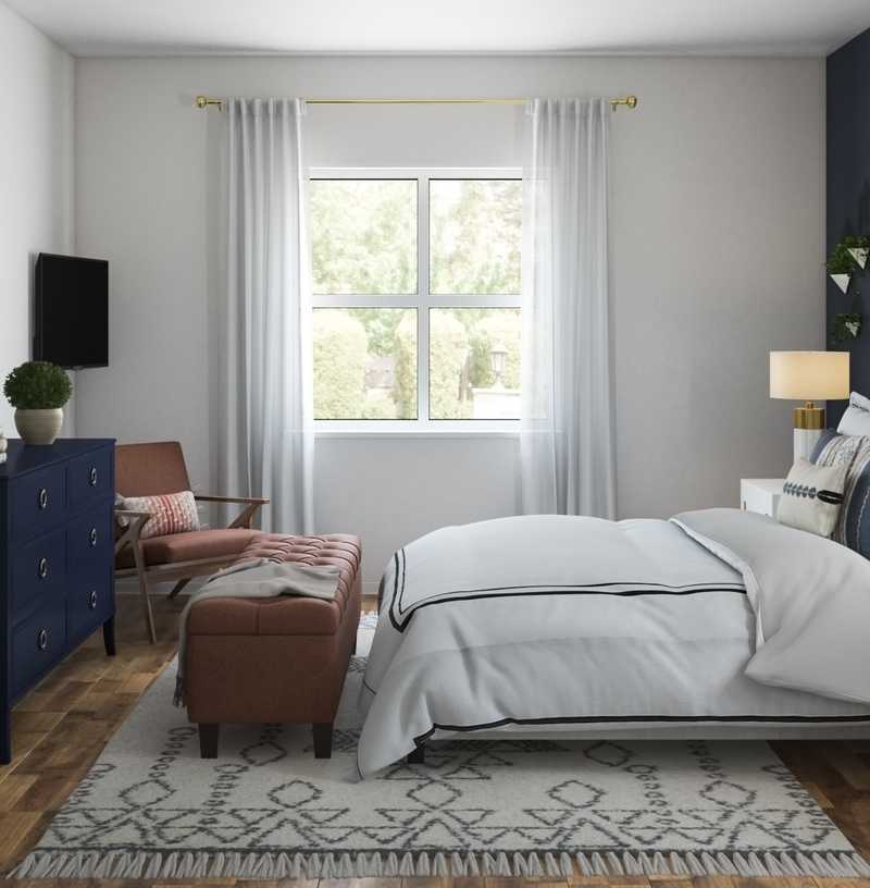 Bohemian, Farmhouse, Midcentury Modern Bedroom Design by Havenly Interior Designer Sarah