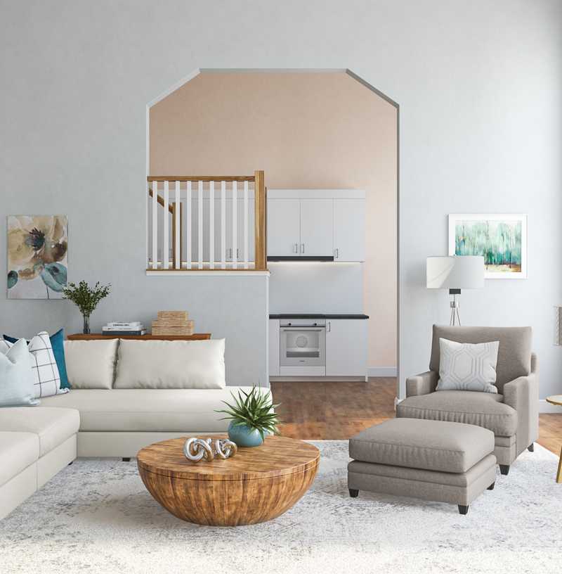 Coastal, Glam Living Room Design by Havenly Interior Designer Allison