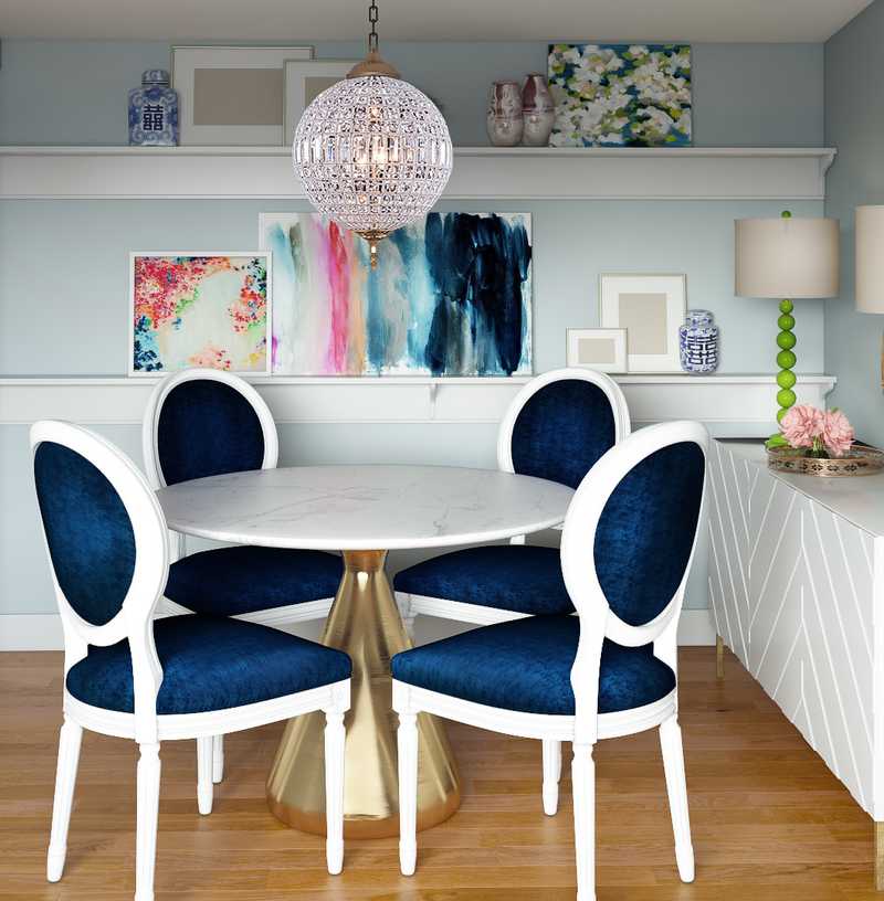 Eclectic, Glam, Preppy Dining Room Design by Havenly Interior Designer Erin