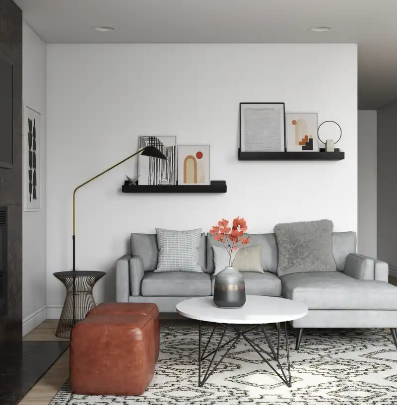 Contemporary, Bohemian, Midcentury Modern Living Room Design by Havenly Interior Designer Emily