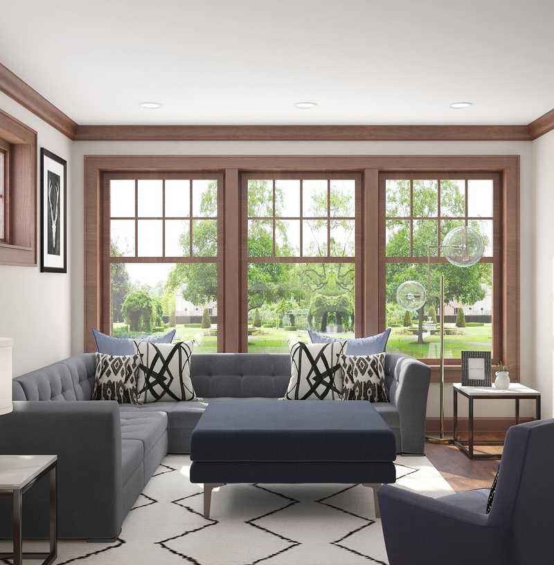 Transitional, Midcentury Modern Living Room Design by Havenly Interior Designer Ariel