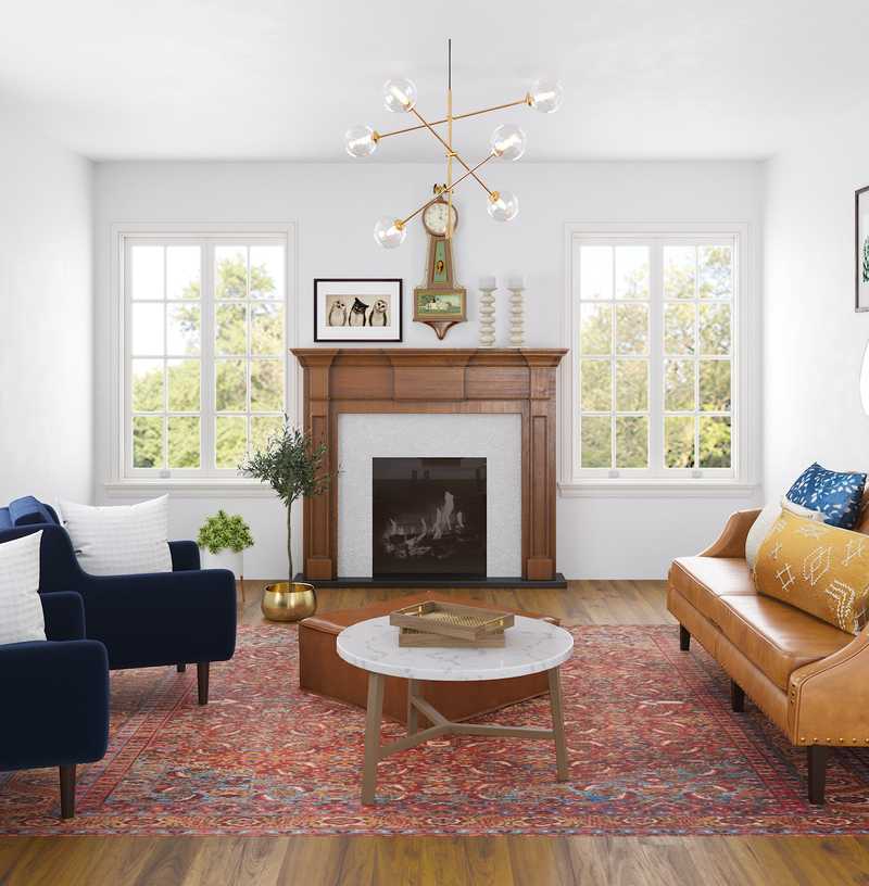 Eclectic, Global, Midcentury Modern Living Room Design by Havenly Interior Designer Kristell