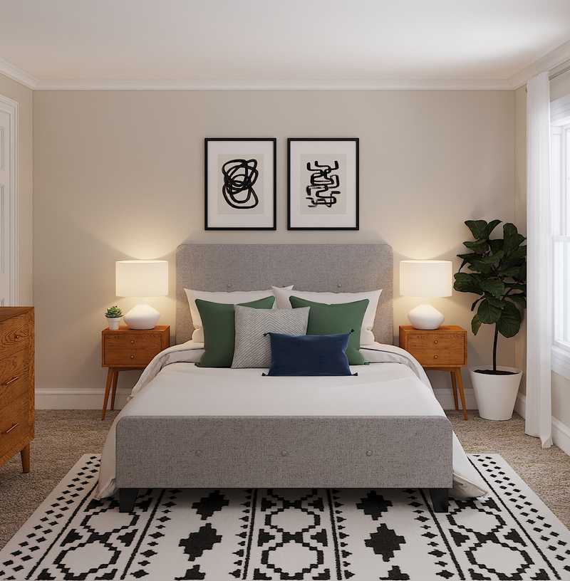 Transitional, Midcentury Modern Bedroom Design by Havenly Interior Designer Amy