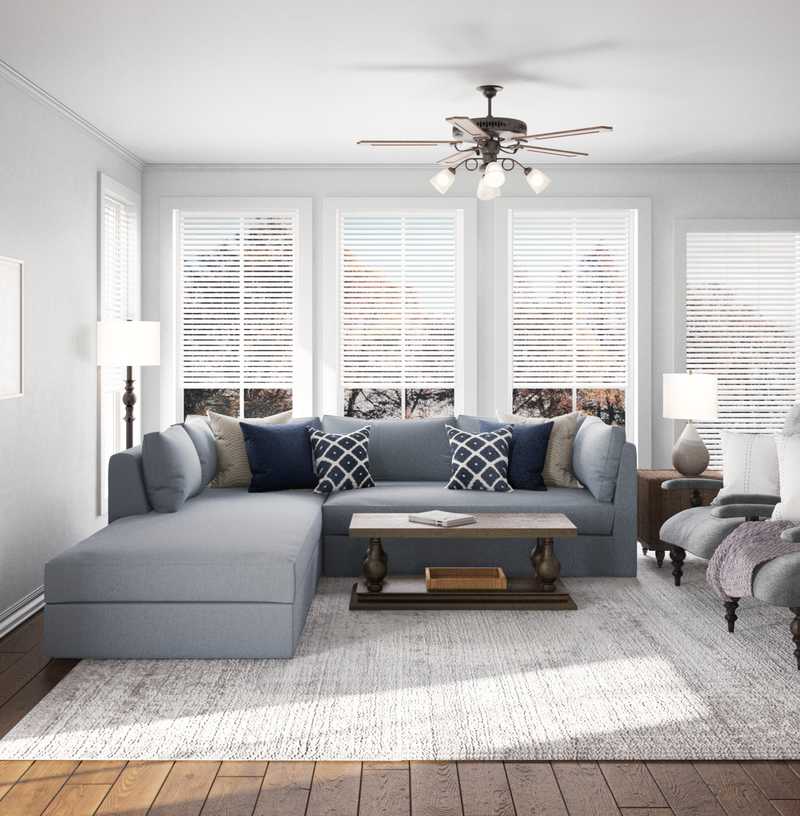 Classic, Coastal, Preppy Living Room Design by Havenly Interior Designer Britney