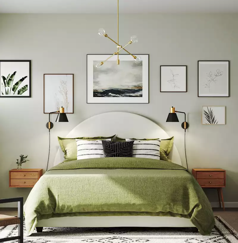 Bohemian, Midcentury Modern, Scandinavian Bedroom Design by Havenly Interior Designer Delia