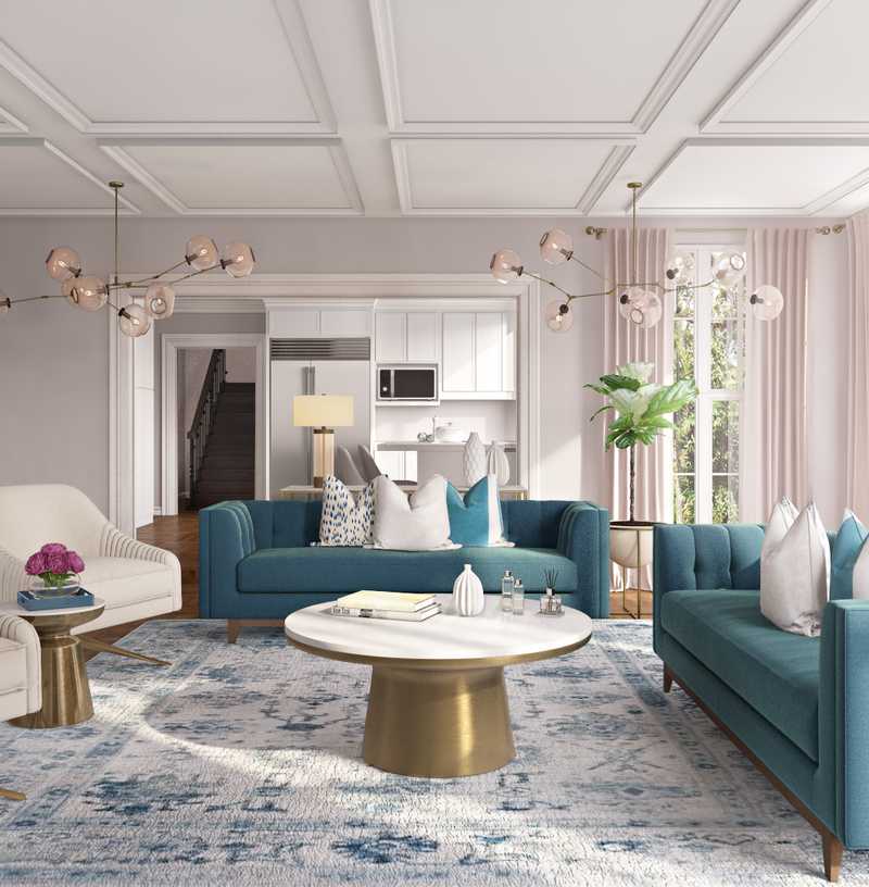 Modern, Glam, Preppy Living Room Design by Havenly Interior Designer Hagar