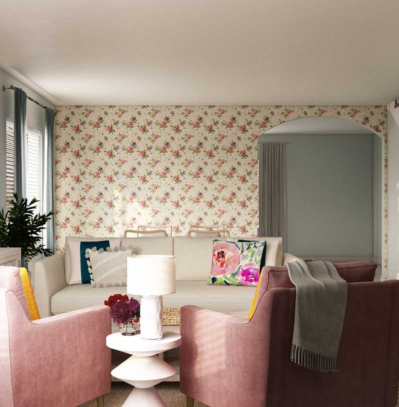 Coastal, Glam Living Room Design by Havenly Interior Designer Lindsay