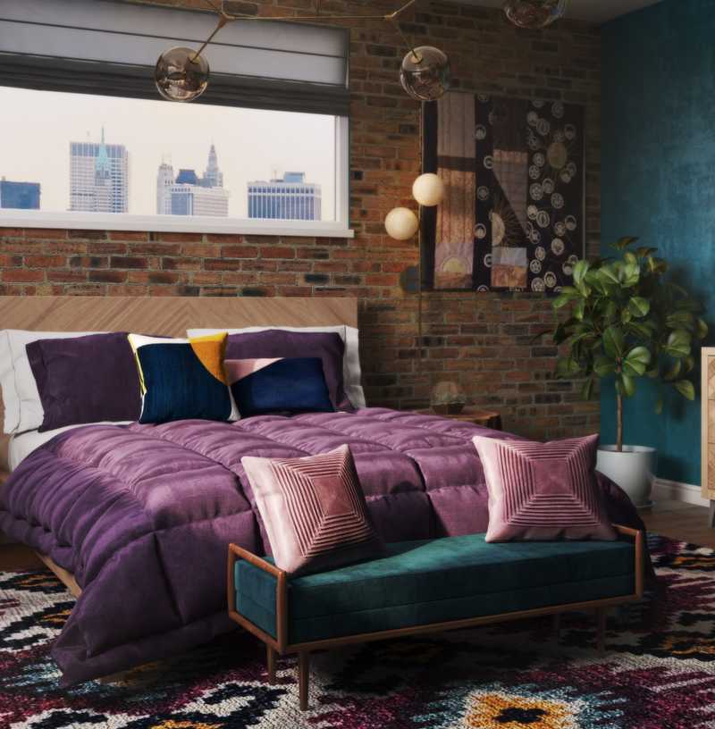 Eclectic, Glam, Midcentury Modern Bedroom Design by Havenly Interior Designer Samantha