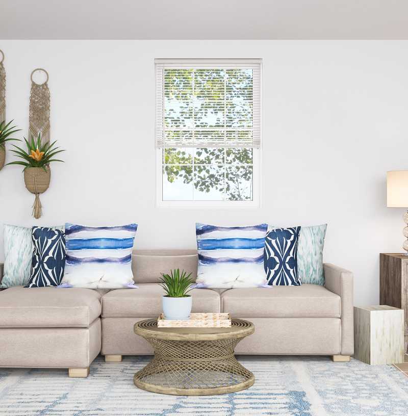 Coastal, Transitional Living Room Design by Havenly Interior Designer Leah