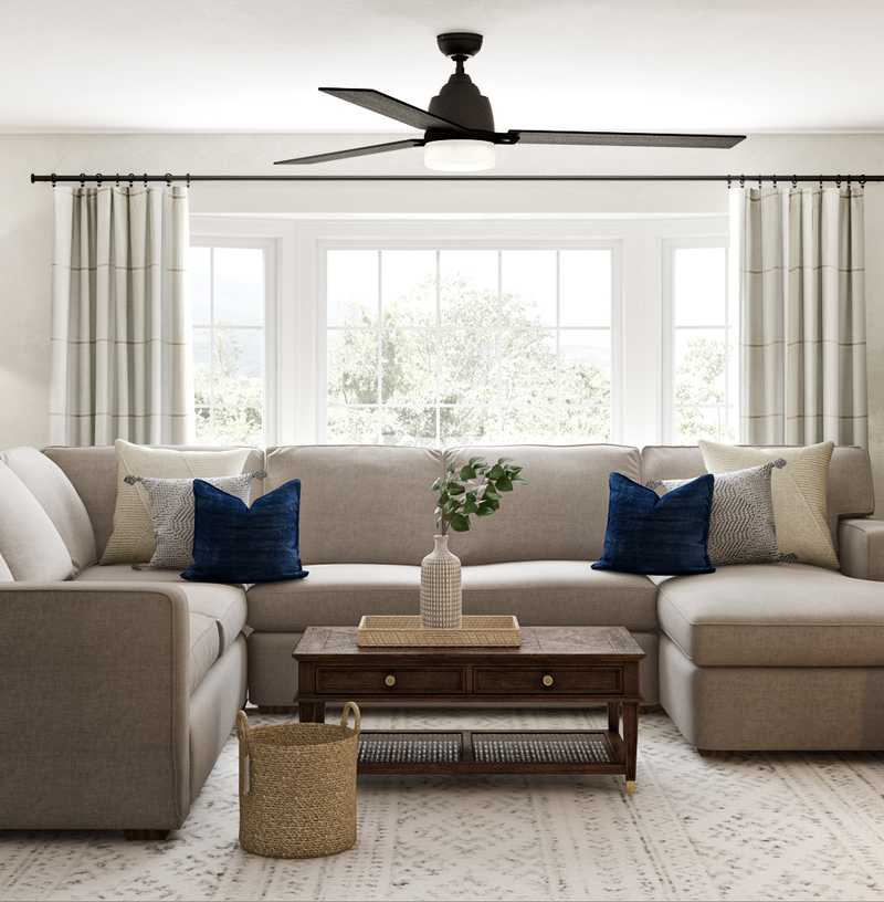 Coastal, Transitional Living Room Design by Havenly Interior Designer Laura
