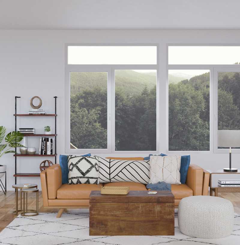 Bohemian, Midcentury Modern Living Room Design by Havenly Interior Designer Kaitlin