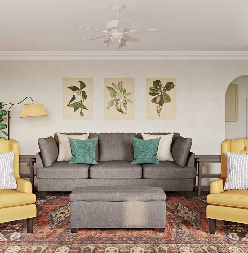 Classic, Farmhouse Living Room Design by Havenly Interior Designer Adrian