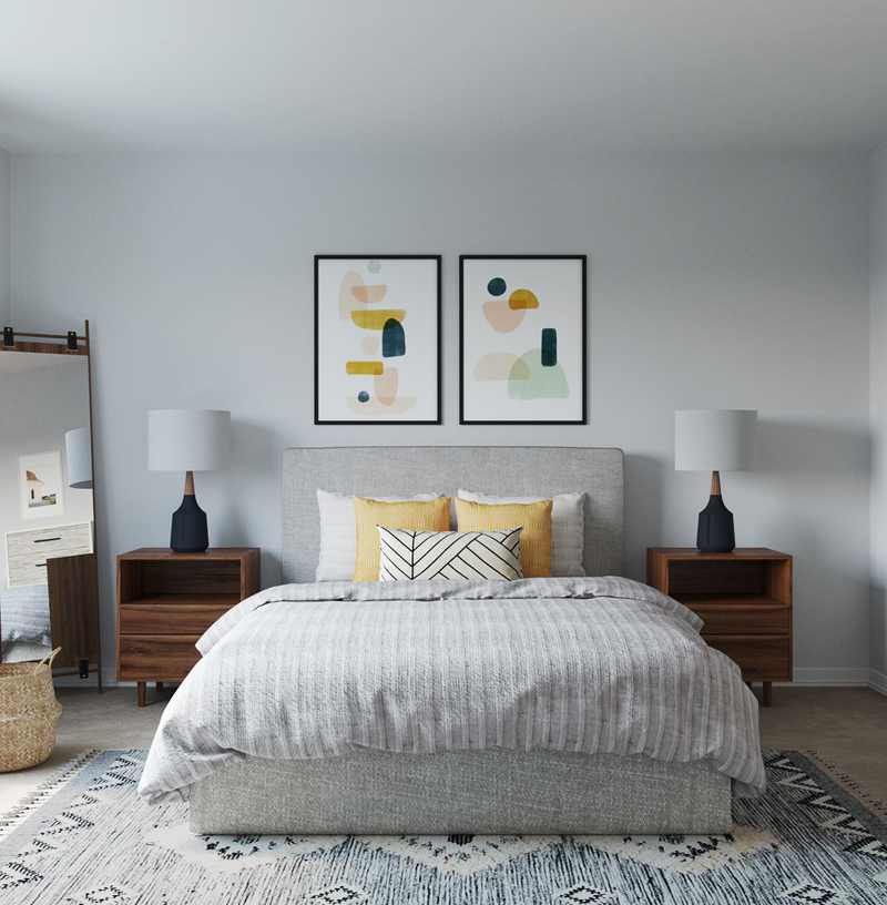 Midcentury Modern, Minimal, Scandinavian Bedroom Design by Havenly Interior Designer Waleska