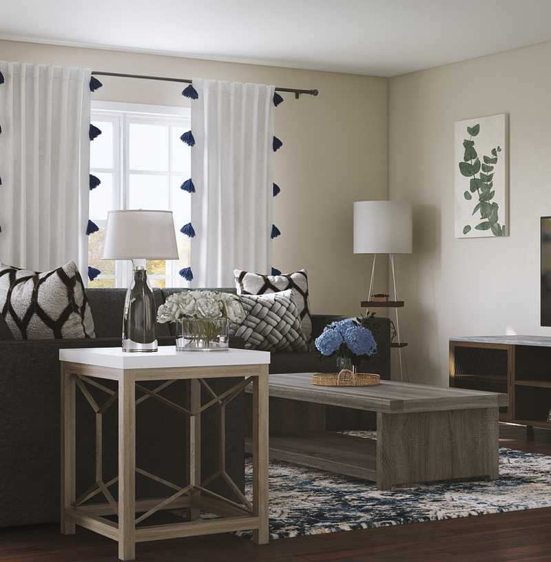 Bohemian, Farmhouse, Country Living Room Design by Havenly Interior Designer Kara