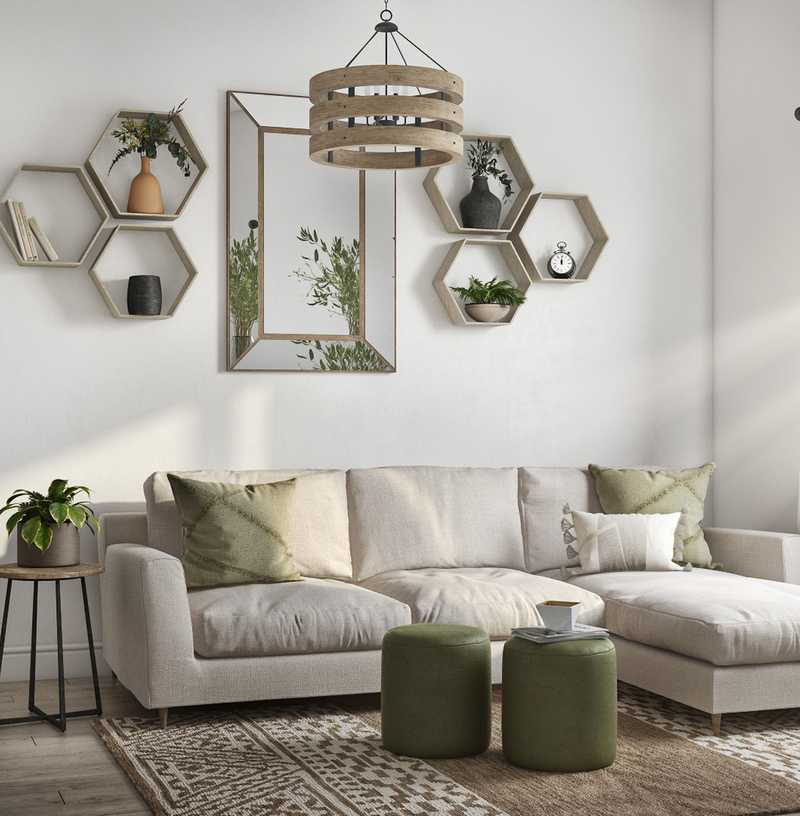 Bohemian, Farmhouse Living Room Design by Havenly Interior Designer Allison