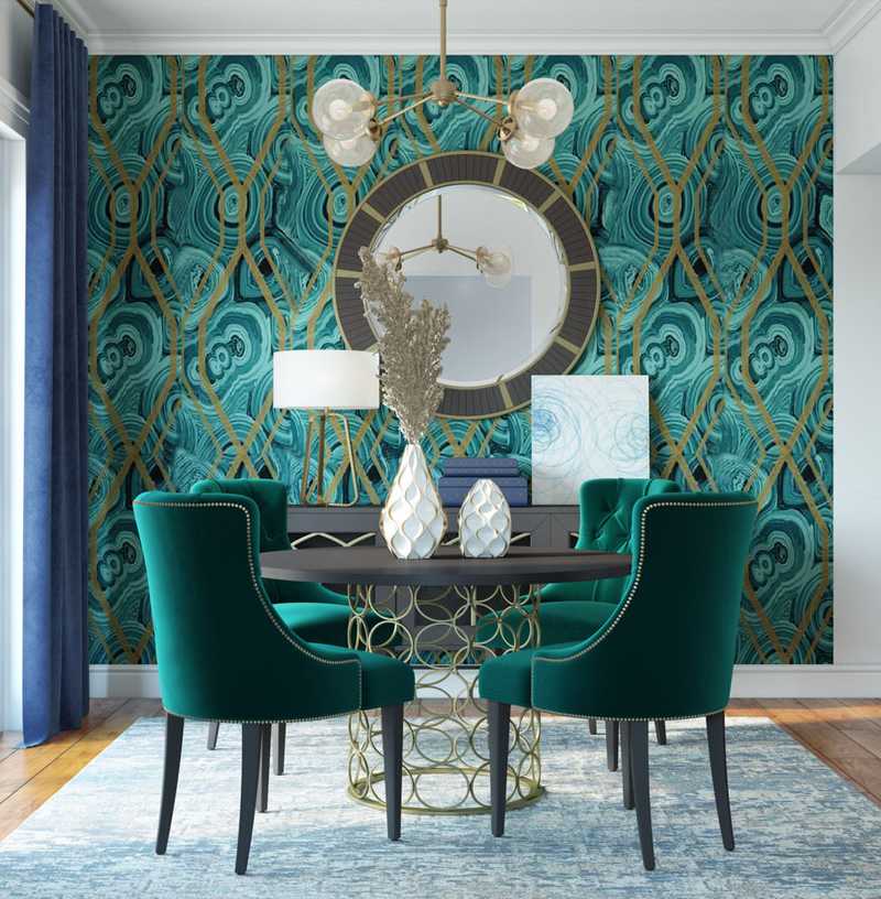 Modern, Bohemian, Glam Dining Room Design by Havenly Interior Designer Kristy