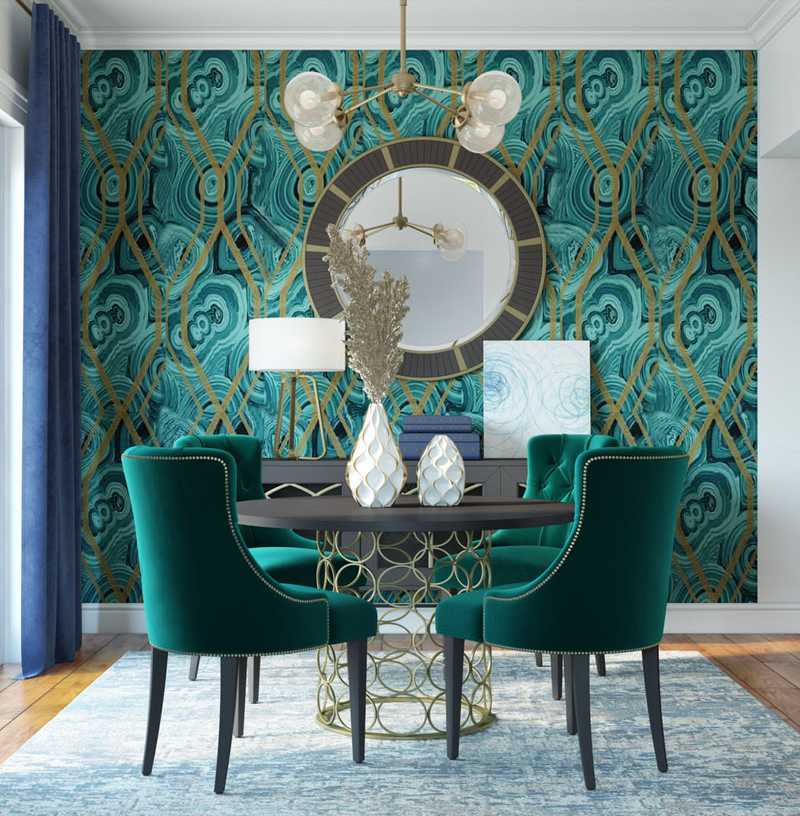Modern, Bohemian, Glam Dining Room Design by Havenly Interior Designer Kristy