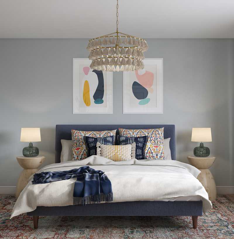 Eclectic, Bohemian, Global, Midcentury Modern, Scandinavian Bedroom Design by Havenly Interior Designer Rachel