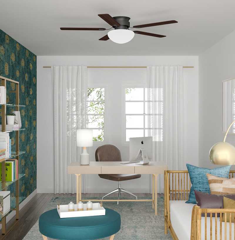 Bohemian, Midcentury Modern Office Design by Havenly Interior Designer Kymlyn