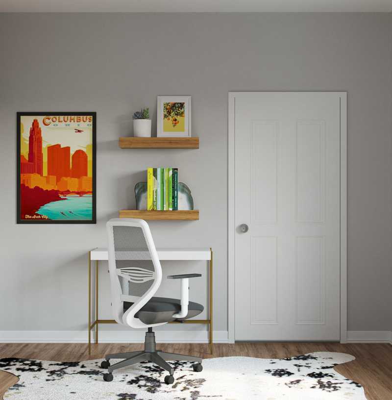 Contemporary, Transitional, Midcentury Modern Office Design by Havenly Interior Designer Kelly