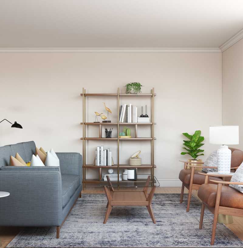 Vintage, Midcentury Modern Living Room Design by Havenly Interior Designer Jenna