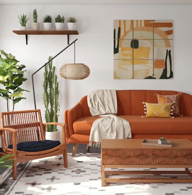 Bohemian, Midcentury Modern, Scandinavian Living Room Design by Havenly Interior Designer Bayleigh