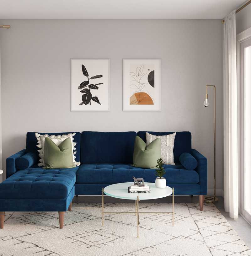 Bohemian, Midcentury Modern Living Room Design by Havenly Interior Designer Chelsea