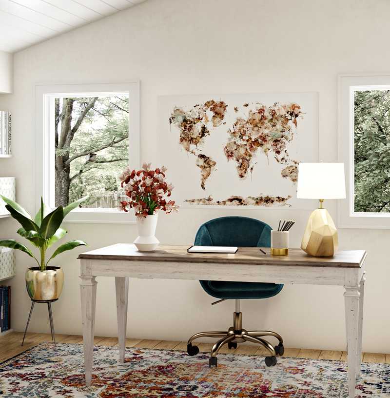 Bohemian, Midcentury Modern Office Design by Havenly Interior Designer Megan