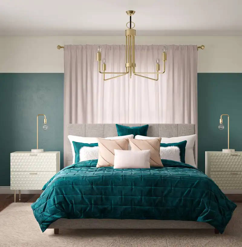 Transitional, Midcentury Modern Bedroom Design by Havenly Interior Designer Ghianella