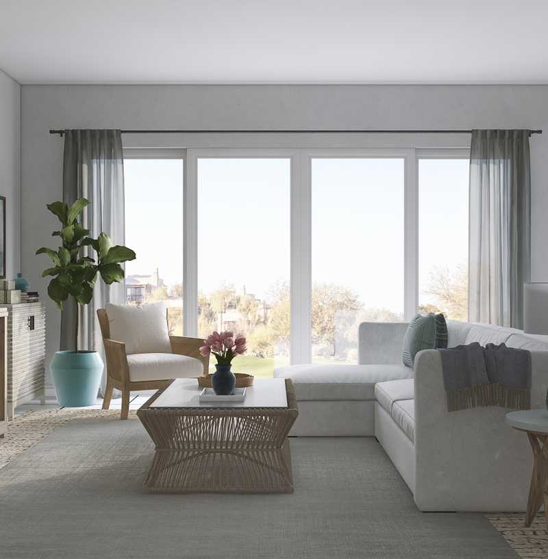 Contemporary, Coastal, Transitional Living Room Design by Havenly Interior Designer Robyn