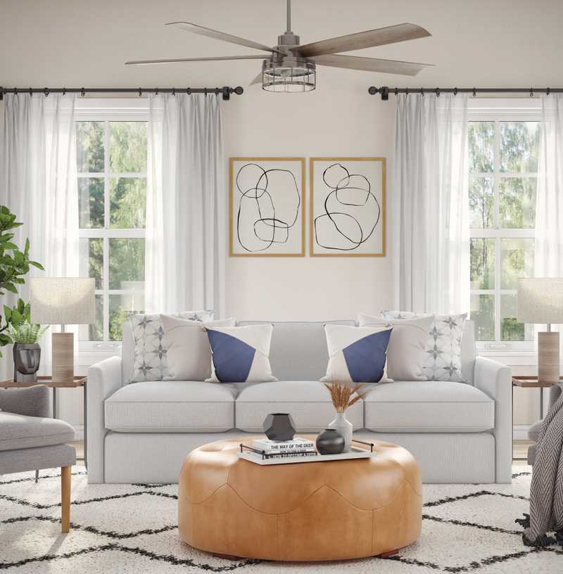 Bohemian, Farmhouse Living Room Design by Havenly Interior Designer Ingrid