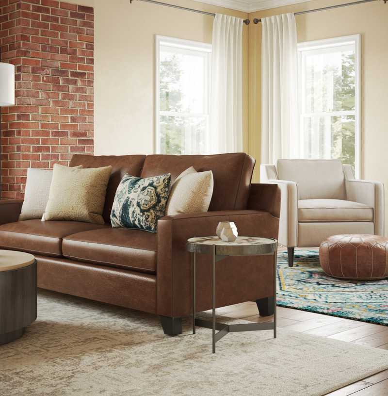 Rustic, Midcentury Modern Living Room Design by Havenly Interior Designer Kate
