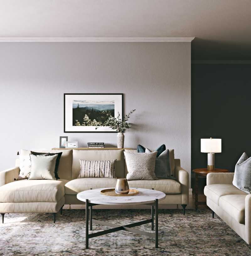 Farmhouse, Transitional, Midcentury Modern, Scandinavian Living Room Design by Havenly Interior Designer Leslie