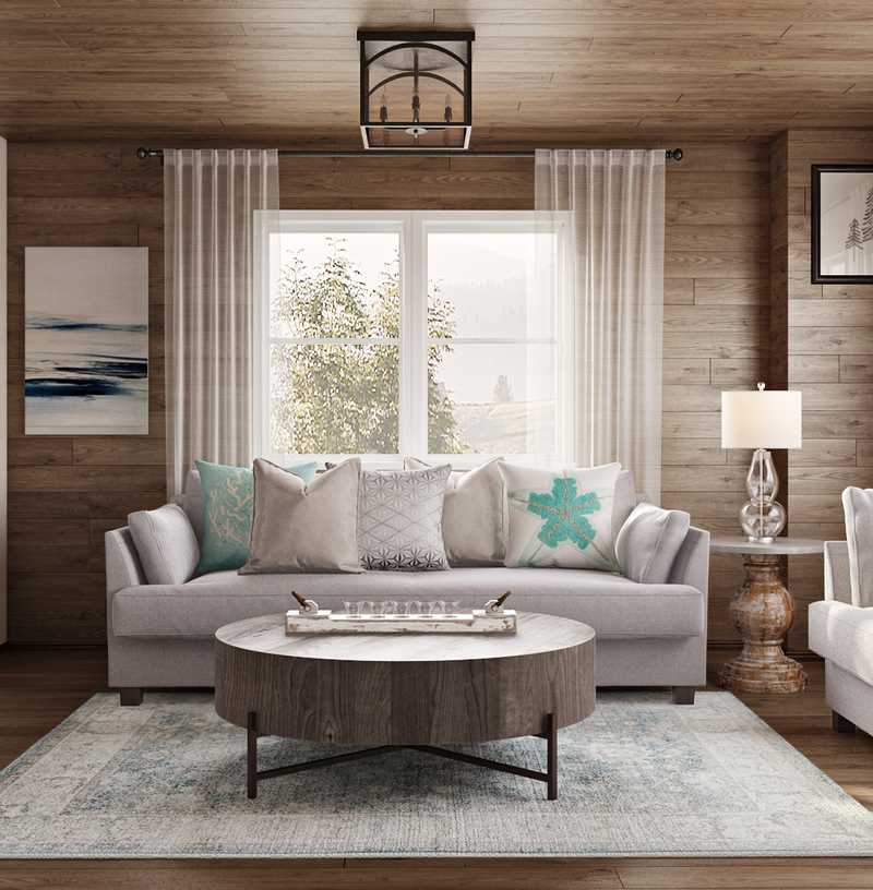 Coastal, Rustic Living Room Design by Havenly Interior Designer Chelsea