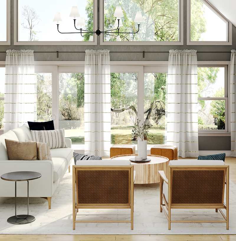 Bohemian, Midcentury Modern Living Room Design by Havenly Interior Designer Ella