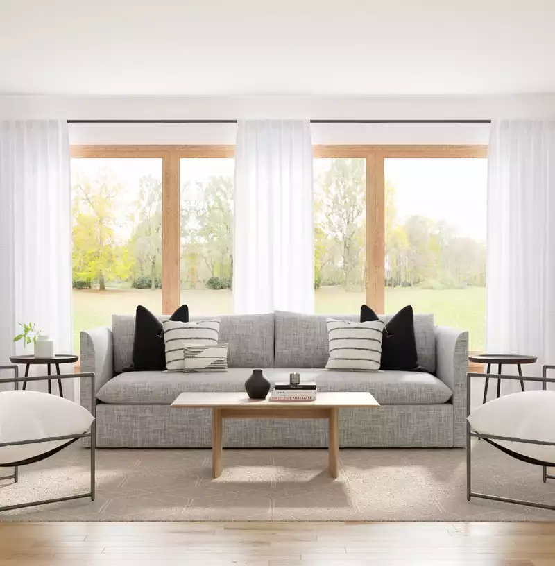 Contemporary, Bohemian, Industrial Living Room Design by Havenly Interior Designer Sarah