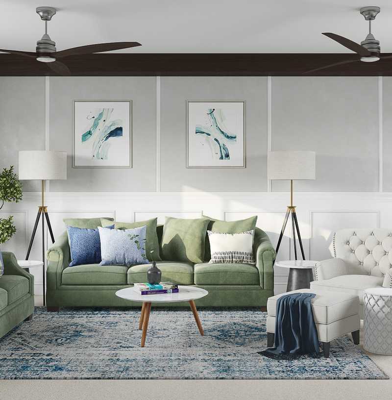 Contemporary, Coastal, Transitional Living Room Design by Havenly Interior Designer Haley